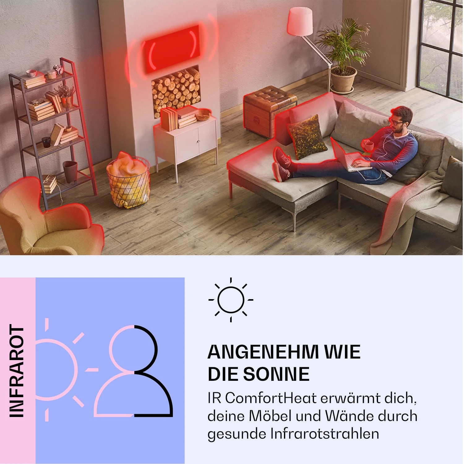 Mojave 750 Smart 2-in-1 Heizgerät Infrarot Konvektor 85x60cm 750W RGB-Licht – Bild 5