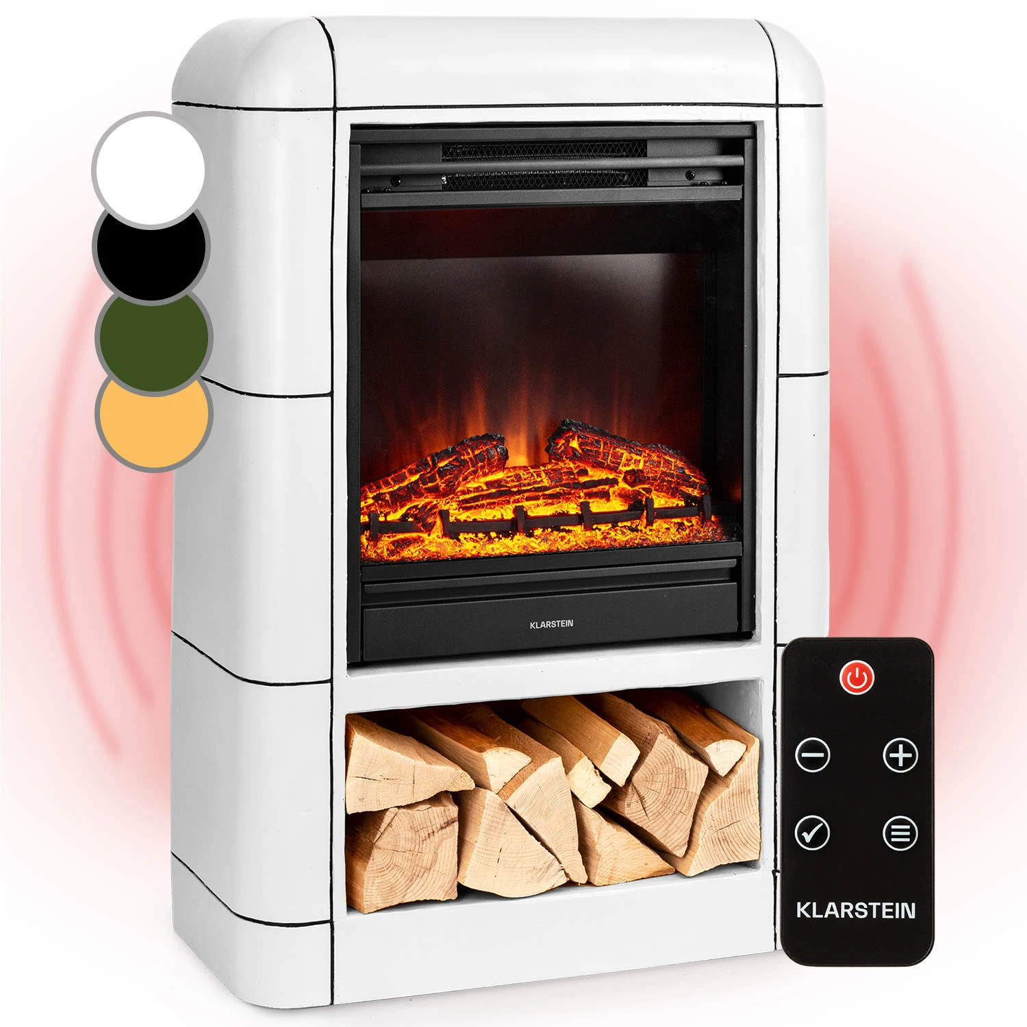 Dukono Elektrokamin 1800 W LED-Flammen Heizlüfter Timer Holzfach