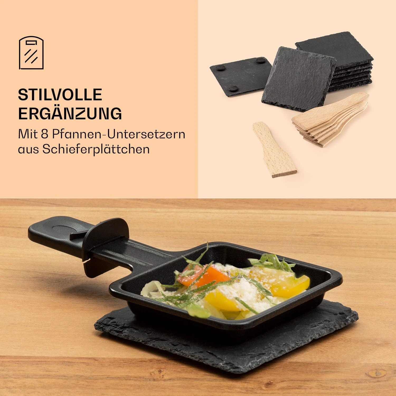 Entrecote 2-in-1 Raclette-Grill & Fondue Naturstein 1100W 8 Personen – Bild 6