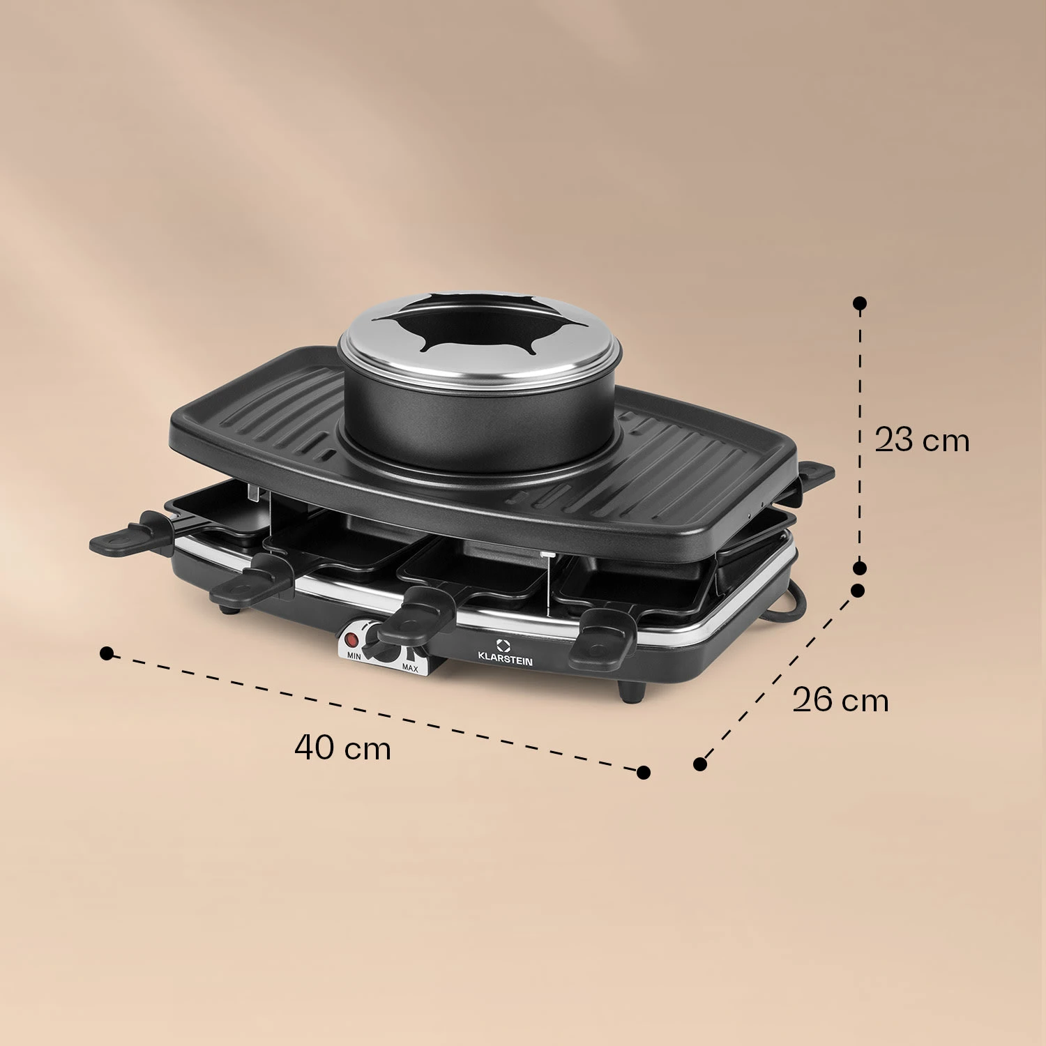 Entrecote 2-in-1 Raclette-Grill & Fondue Naturstein 1100W 8 Personen – Bild 7