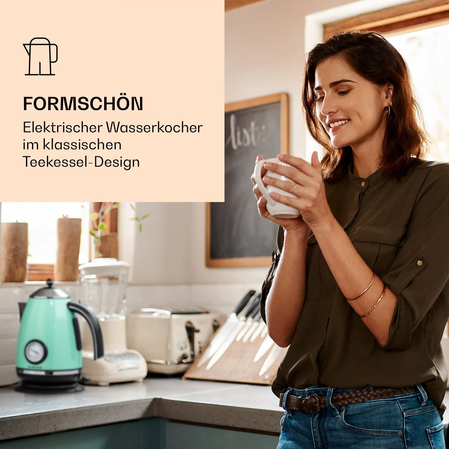 Aquavita Chalet Wasserkocher 1,7 Liter 2200 Watt Temperaturanzeige Edelstahl – Bild 2