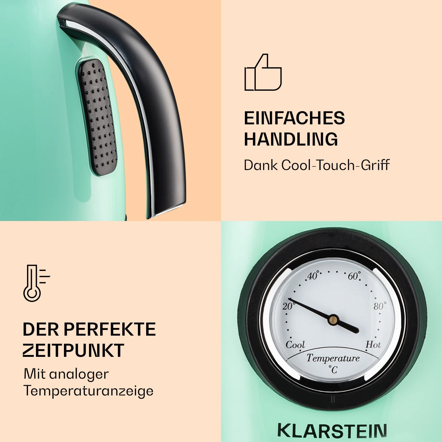 Aquavita Chalet Wasserkocher 1,7 Liter 2200 Watt Temperaturanzeige Edelstahl – Bild 5