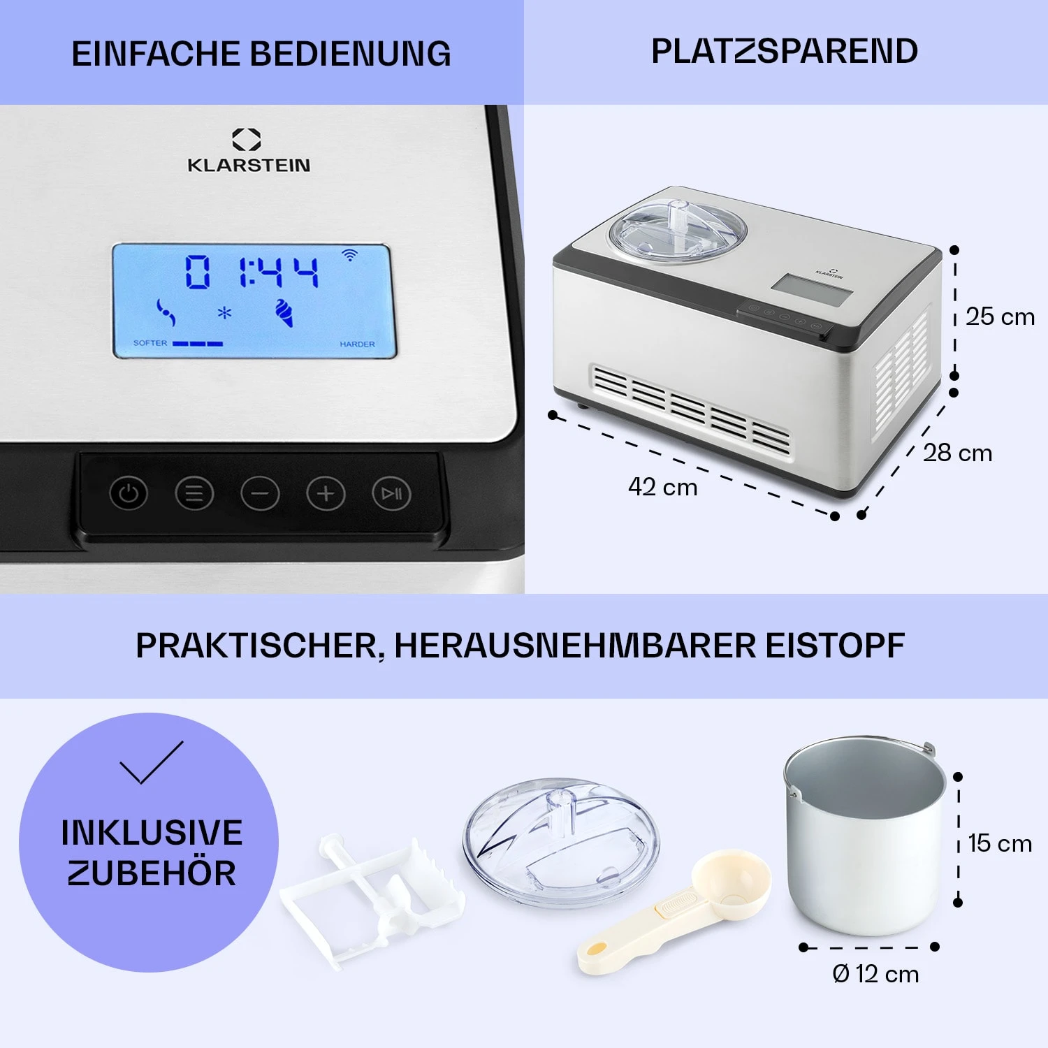 Dolce Bacio Smart Eiscremebereiter Yogurtmaker Kompressor 2 Liter WiFi Touch Edelstahl – Bild 6
