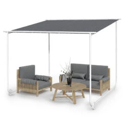 Nantes Pavillon Gazebo Sonnendach 3x3m Polyester Stahlrahmen UV50+ Bodenrollen