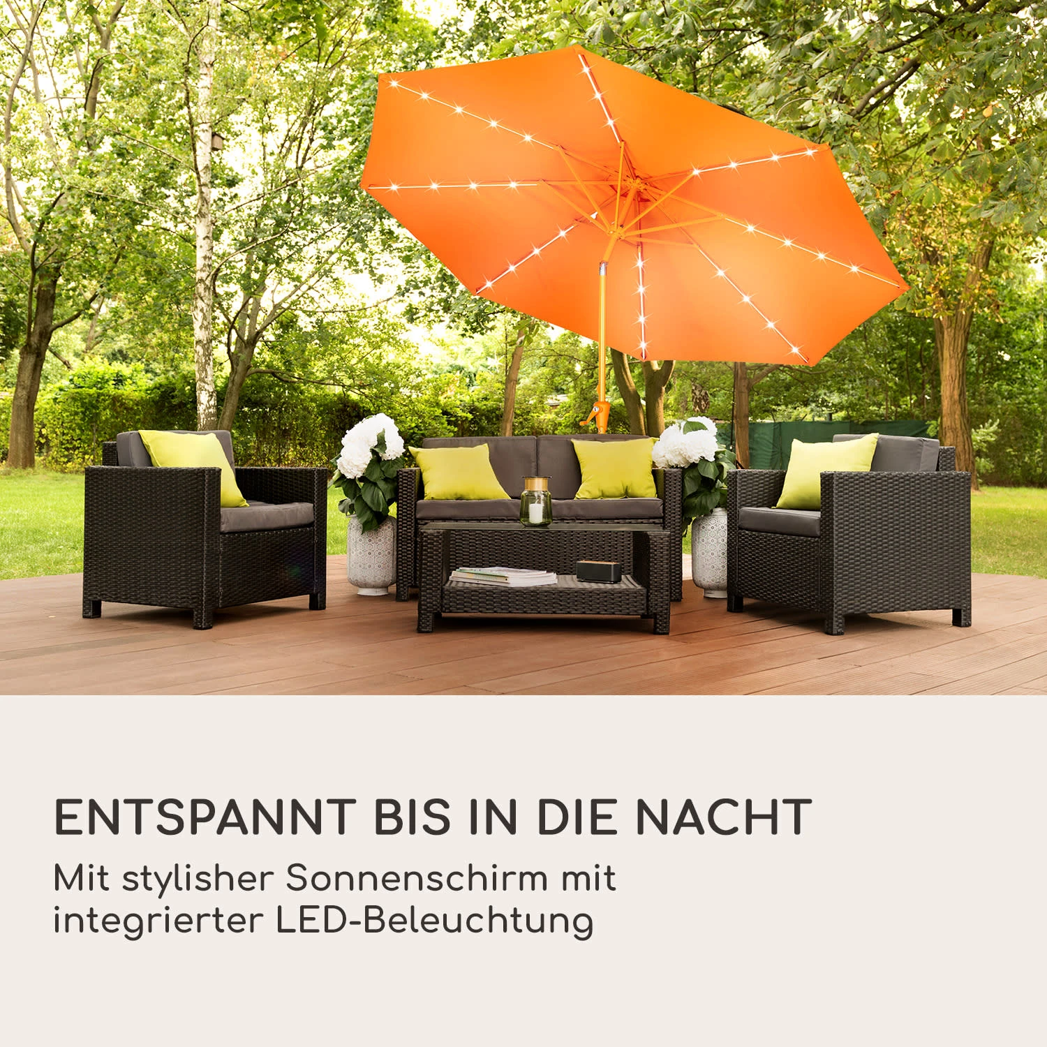 Blumfeldt Calais Sonnenschirm LED Aluminium-Rahmen Polyester-Bespannung UV 50 – Bild 2