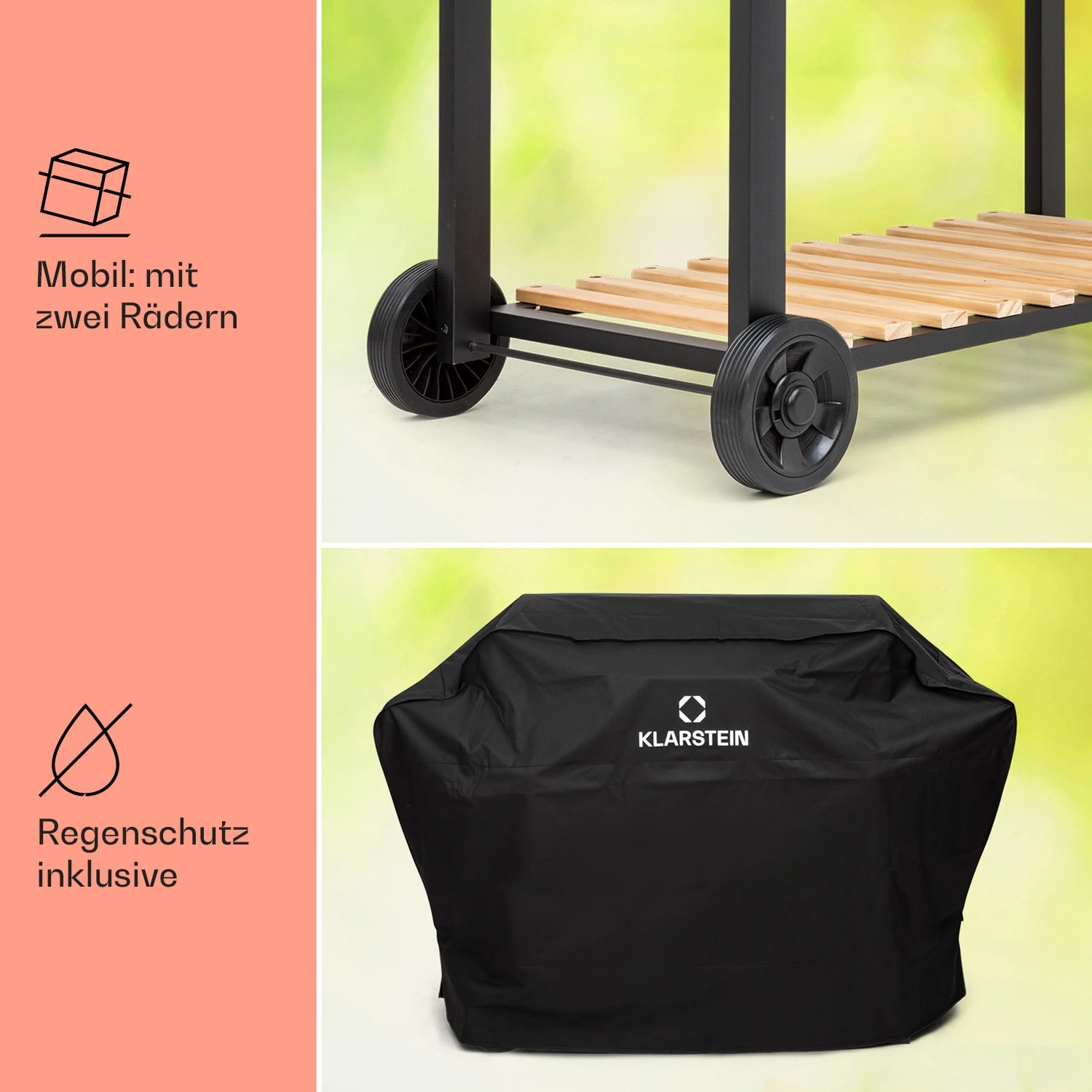 Aberdeen Double Holzkohlegrill Smoker Thermometer 2 Seitentische Mobil – Bild 8