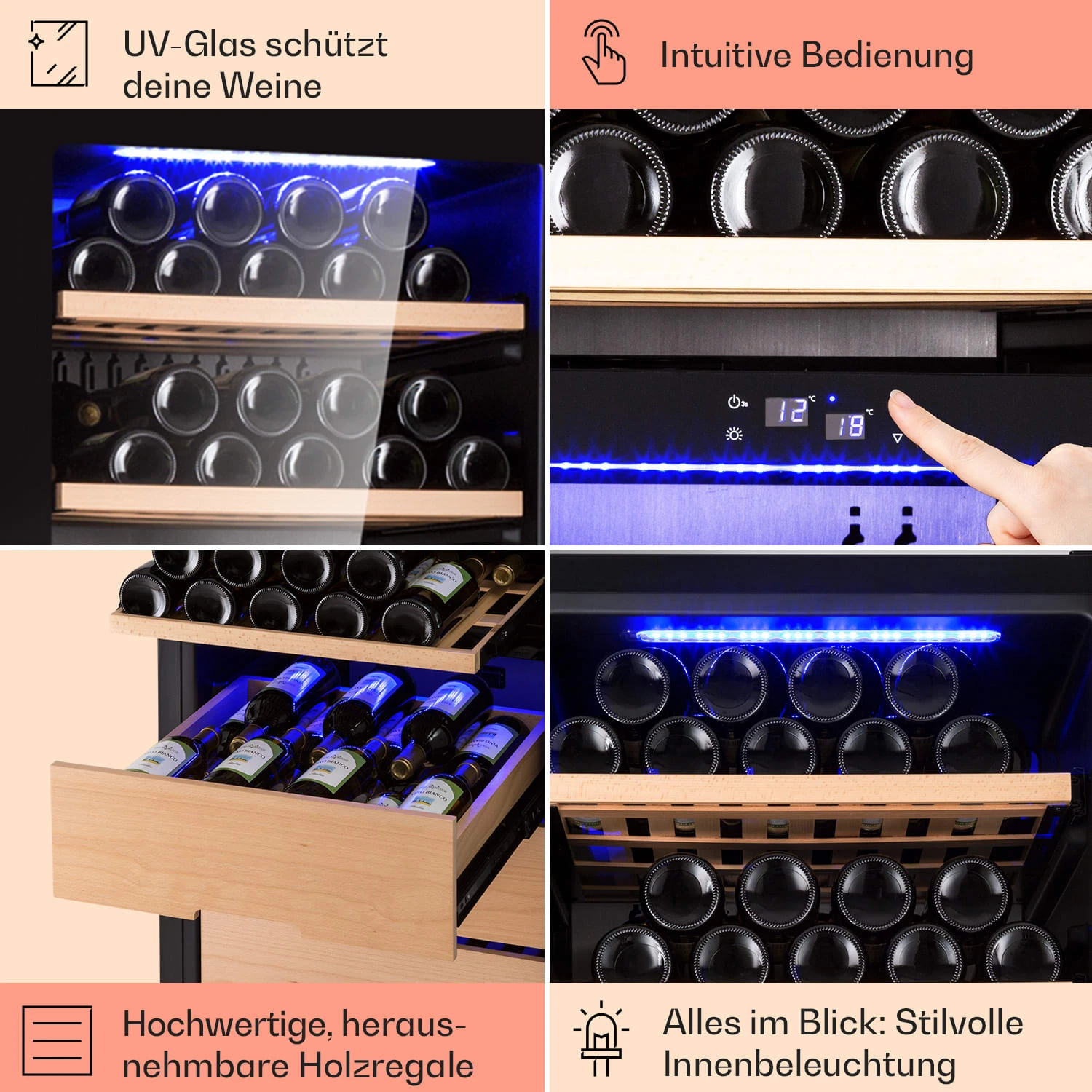 Barossa 123 Duo Weinkühlschrank 123 Fl 226 Ltr 2 Zonen Touch-Steuerung – Bild 5