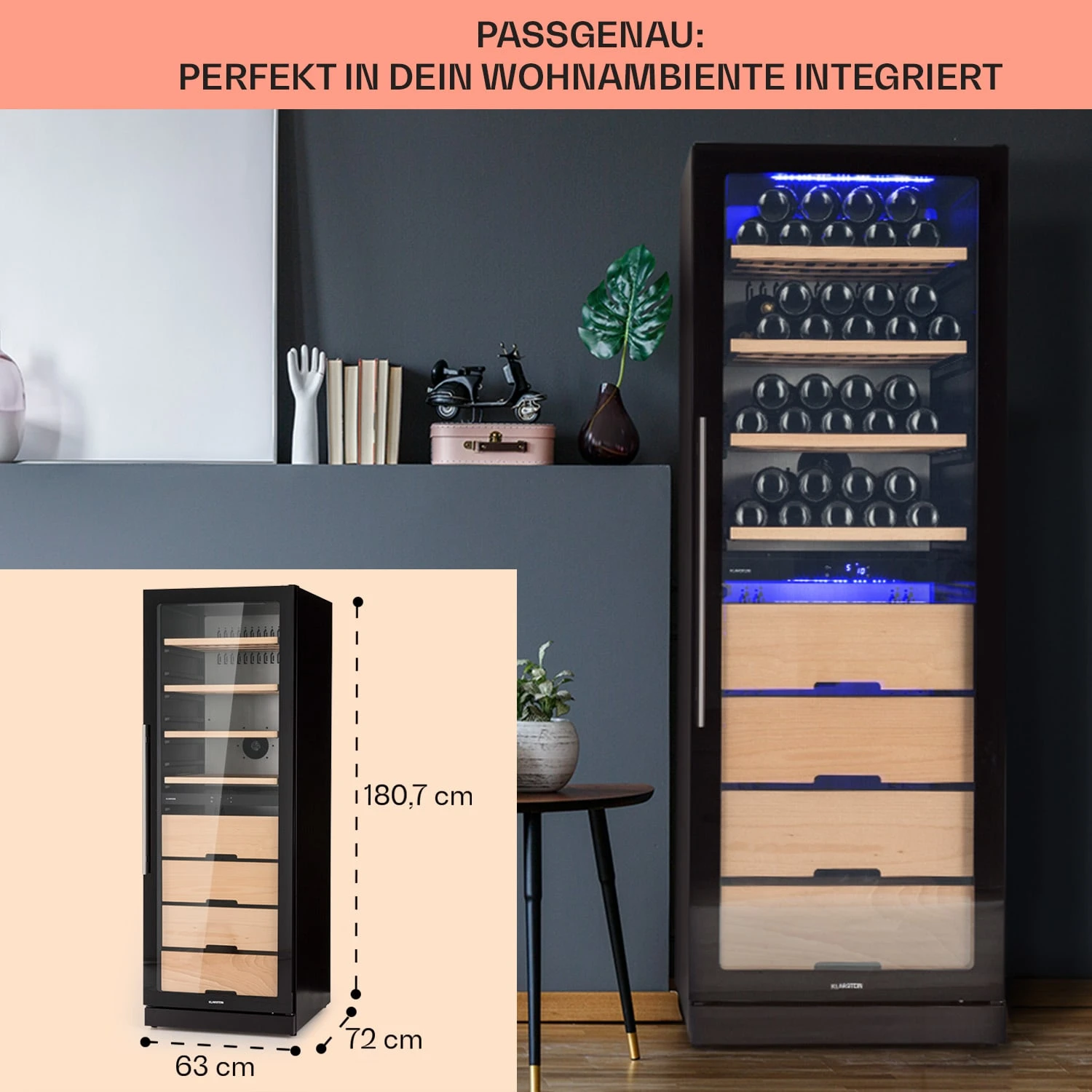Barossa 123 Duo Weinkühlschrank 123 Fl 226 Ltr 2 Zonen Touch-Steuerung – Bild 6