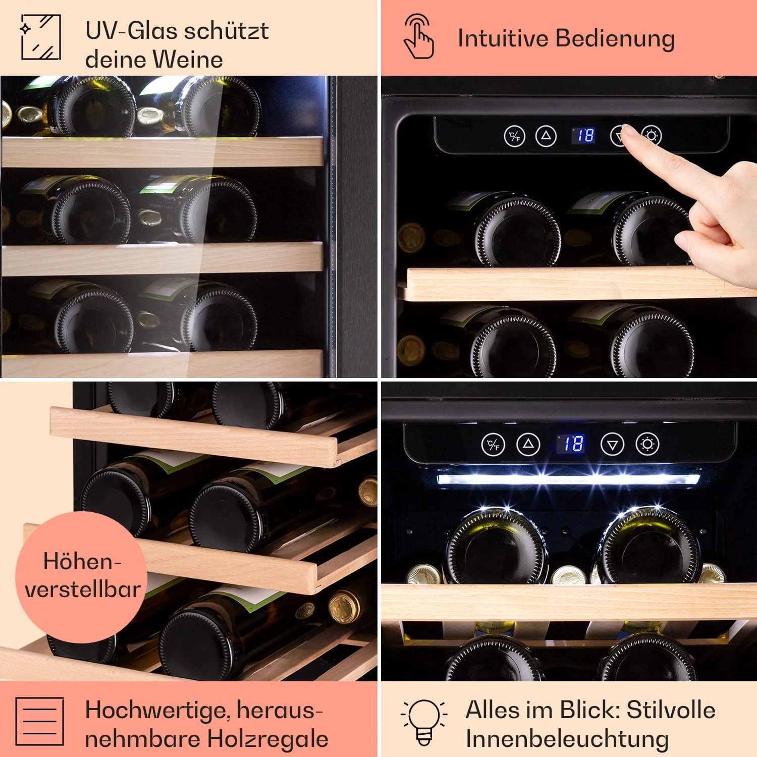 Vinovilla 29 Built-In Weinkühlschrank 81 L / 29 Fl. Glastür Edelstahl – Bild 5