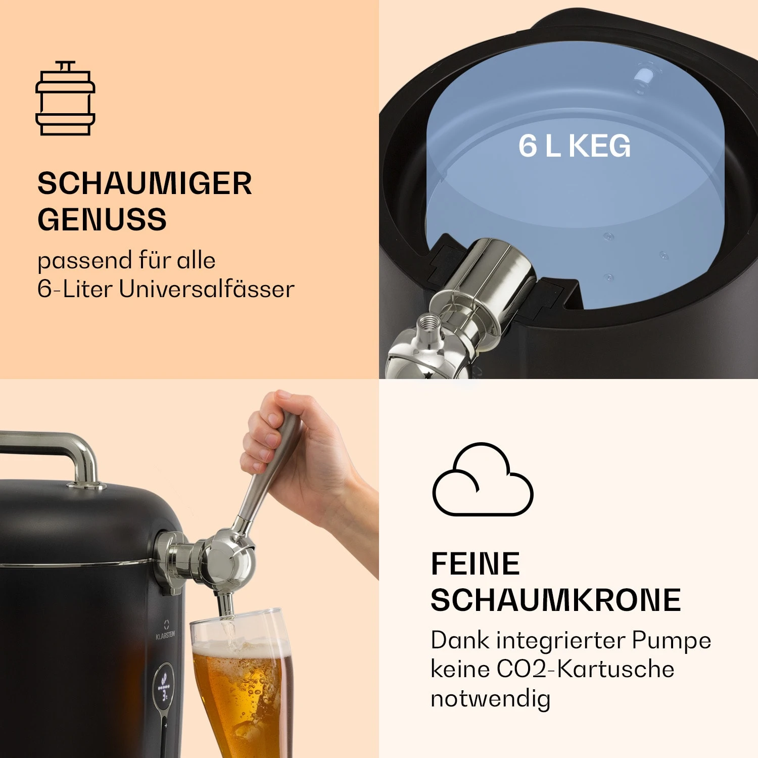 Passau Bierzapfanlage 6 L Universalfässer Druckluftpumpe 3 - 12 °C 65 W – Bild 3