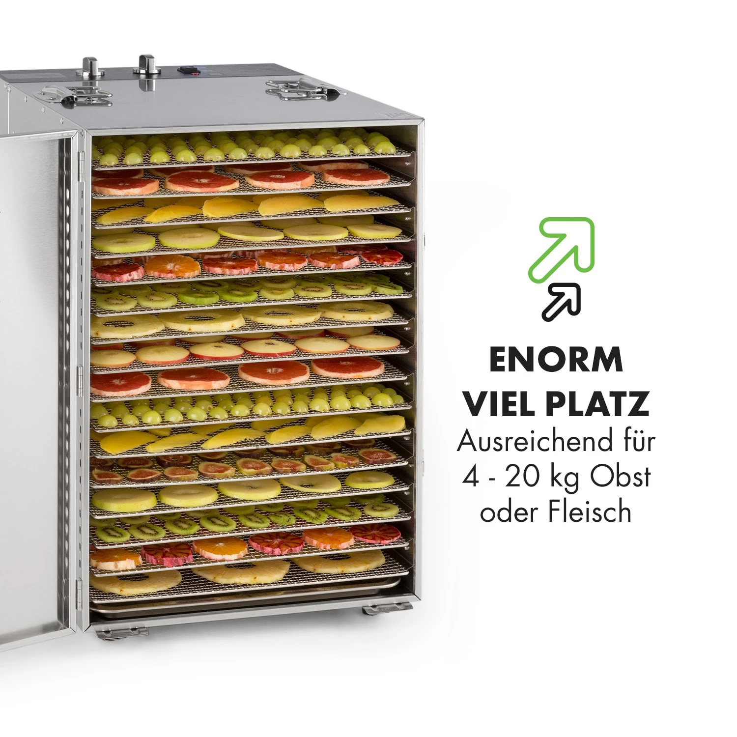 Master Jerky 16 Dörrautomat + Fleischhaken Set 1500W 40-90 °C 15h-Timer Edelstahl Silber – Bild 6